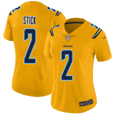 Los Angeles Chargers NFL Football Easton Stick Gold Jersey Women Limited #2 Inverted Legend->los angeles chargers->NFL Jersey
